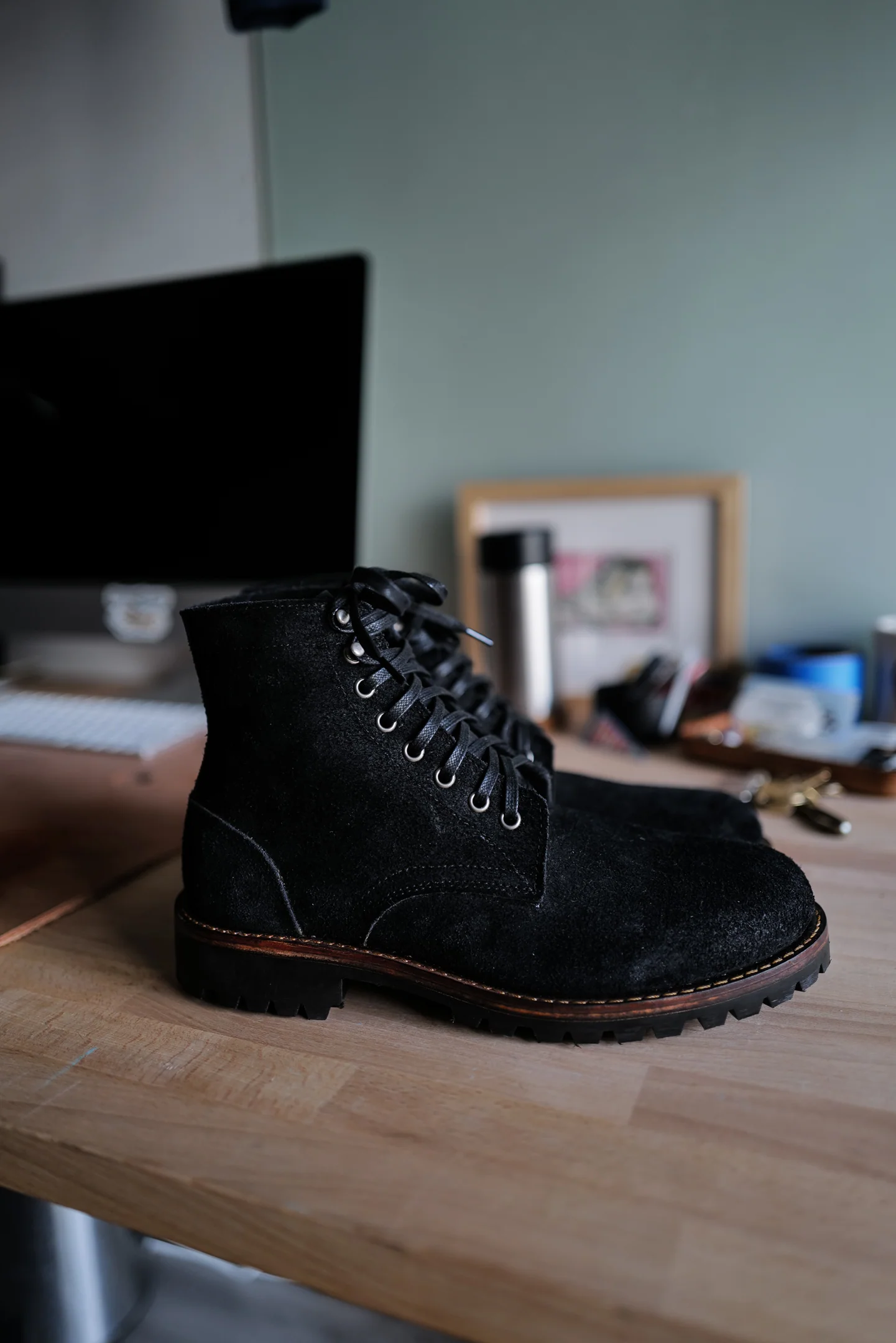 Oak Street Bootmakers x ButterScotch - Black Oil Tan Roughout Trench Boots - Image 4