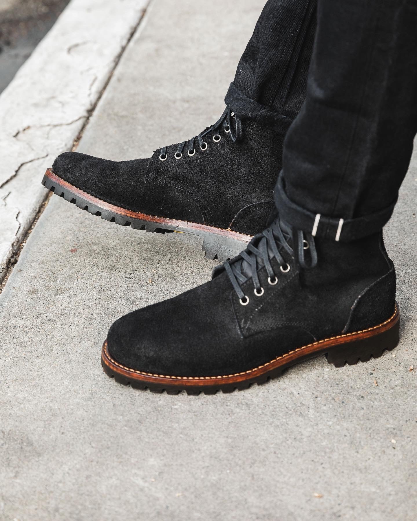 Oak Street Bootmakers x ButterScotch - Black Oil Tan Roughout Trench Boots - Image 8