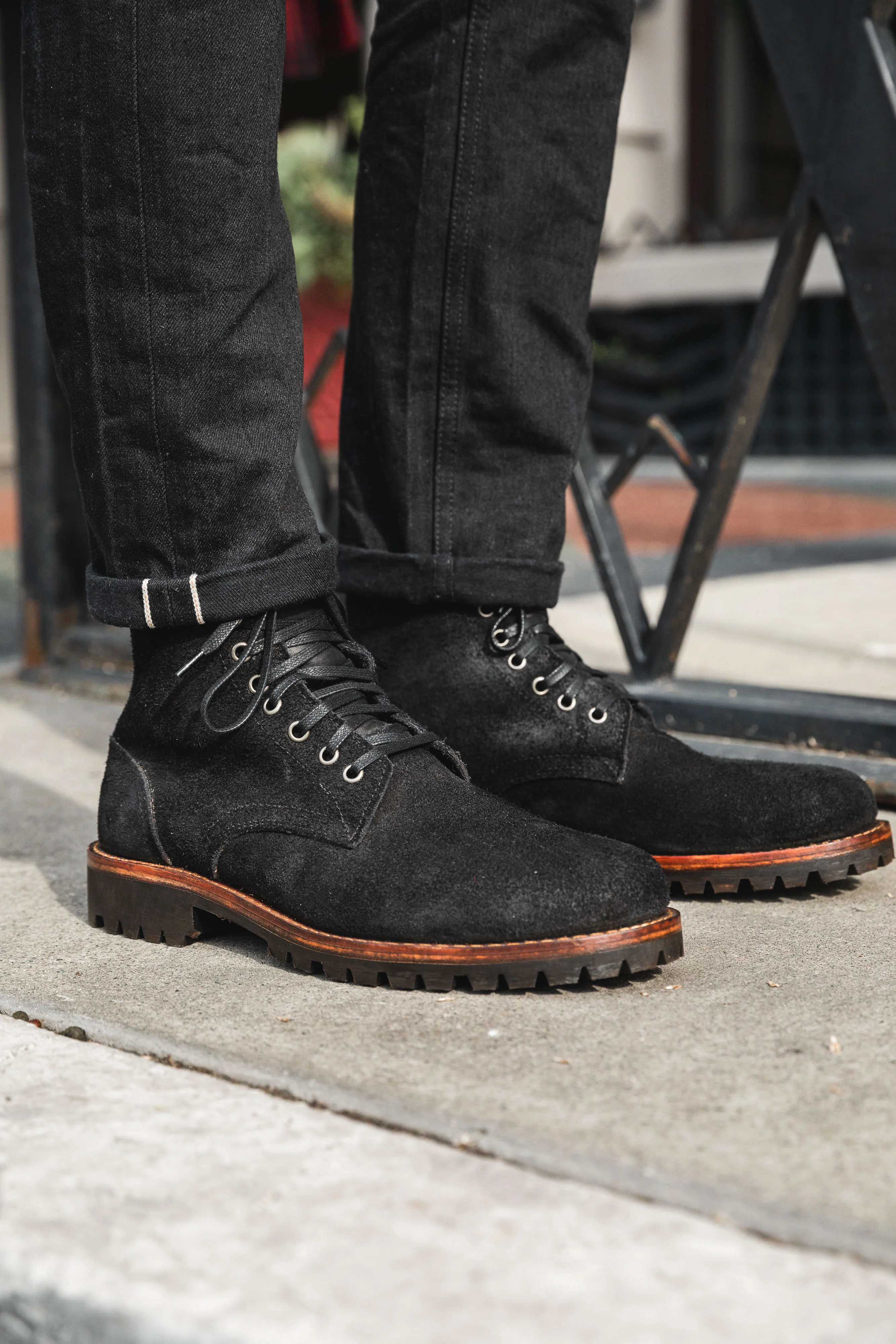 Oak Street Bootmakers x ButterScotch - Black Oil Tan Roughout Trench Boots - Image 9