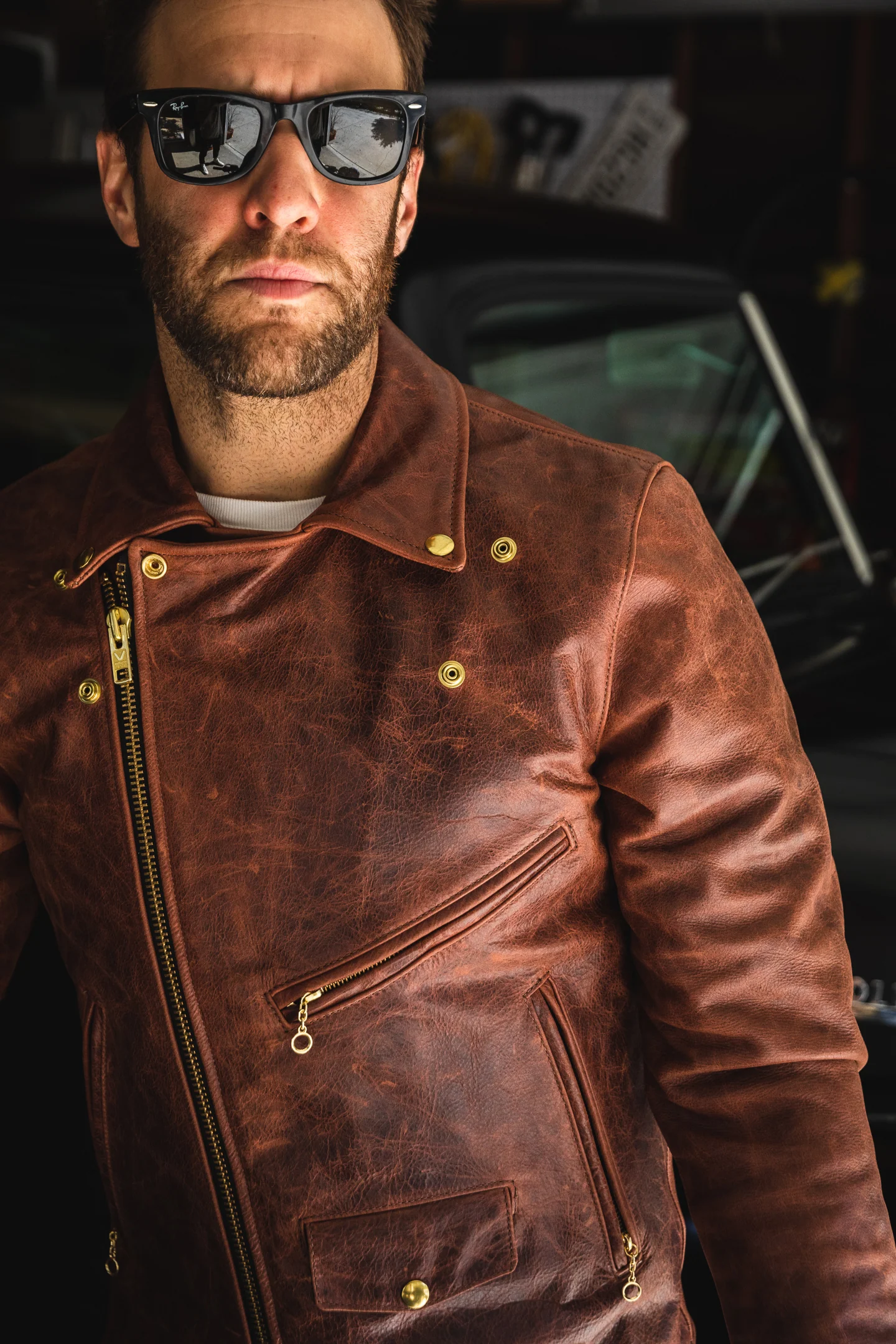 Vanson - C2RN Leather Jacket - Heavy Waxed Whiskey Leather - Image 10
