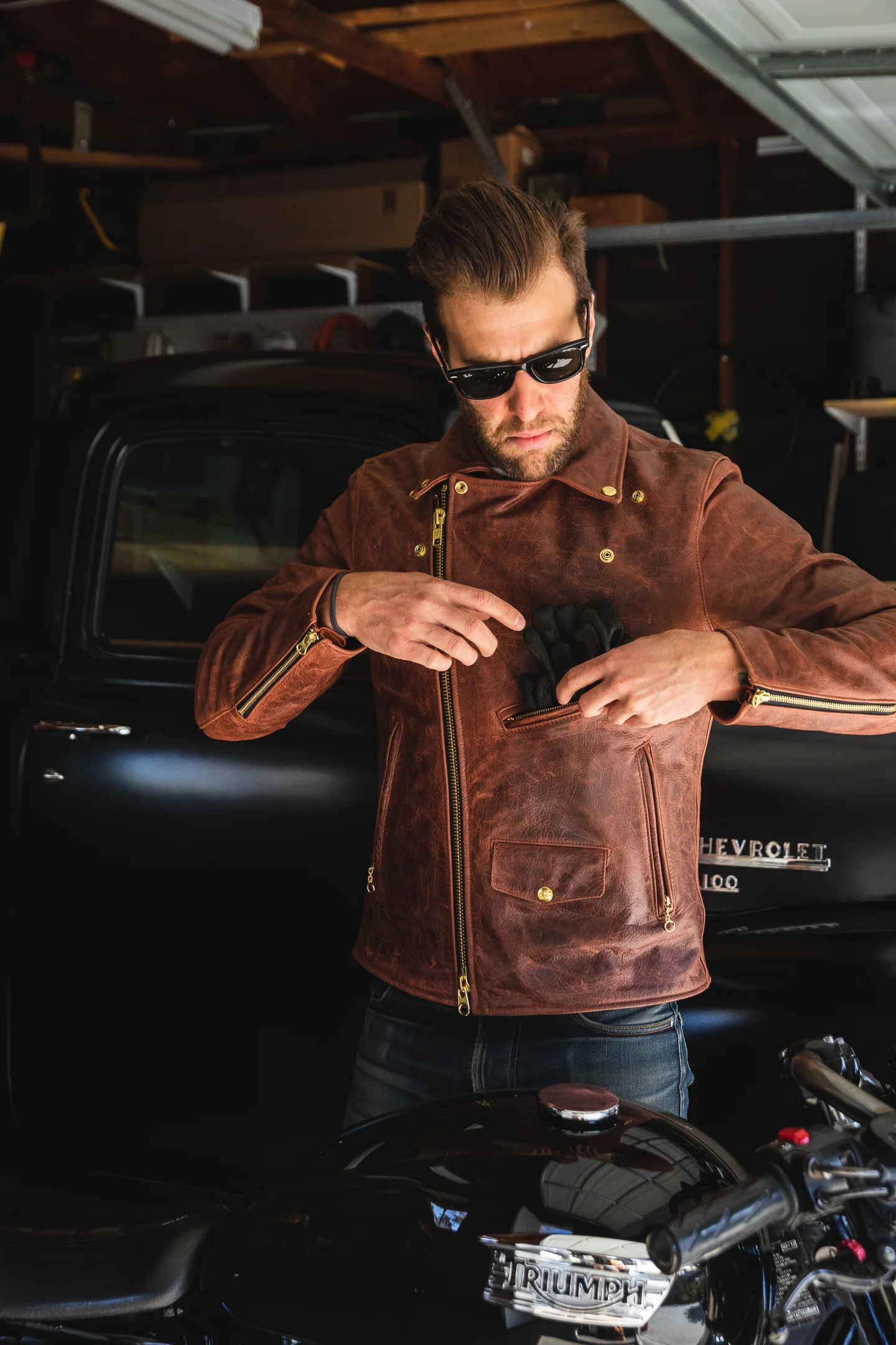 Vanson - C2RN Leather Jacket - Heavy Waxed Whiskey Leather - Image 11