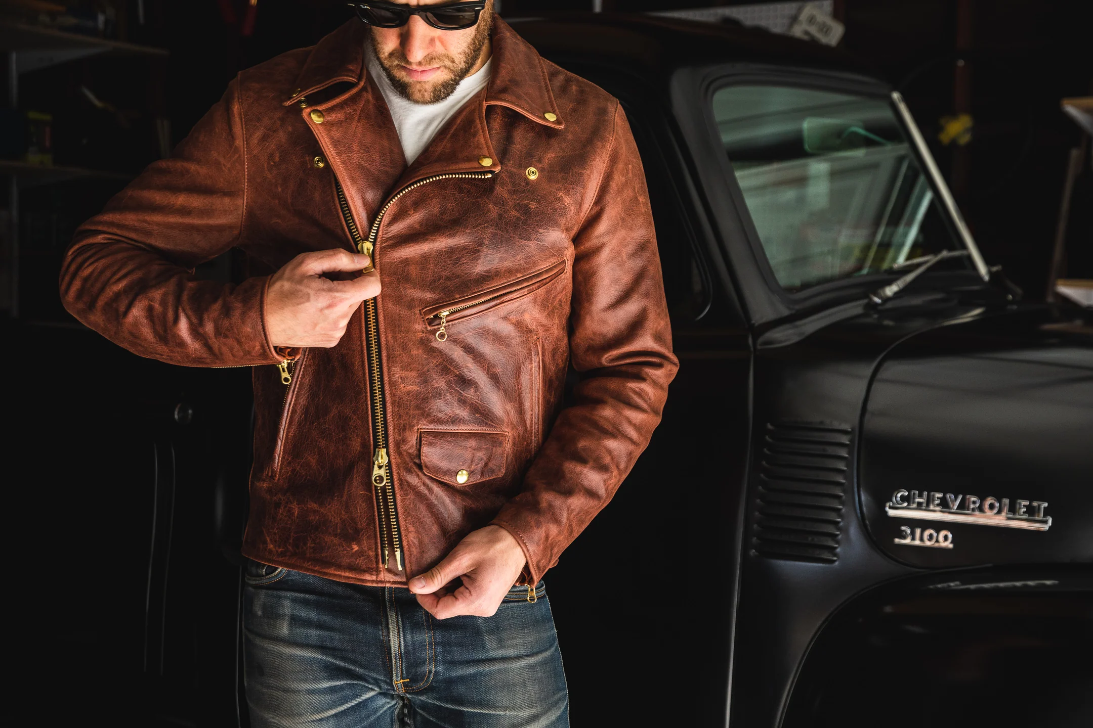 Vanson - C2RN Leather Jacket - Heavy Waxed Whiskey Leather - Image 4