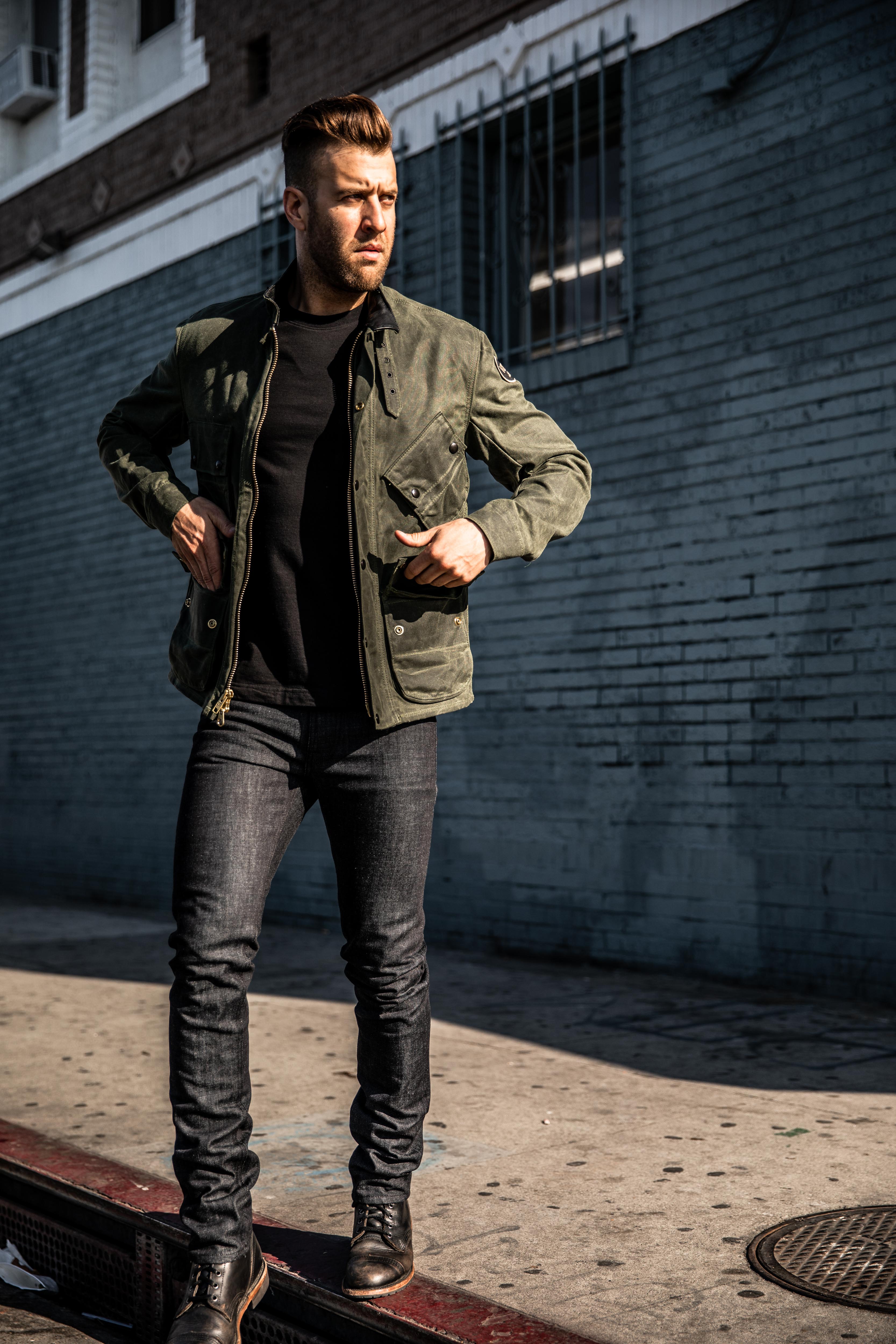 Vanson - Stormer Jacket - Olive Waxed Canvas - Image 3