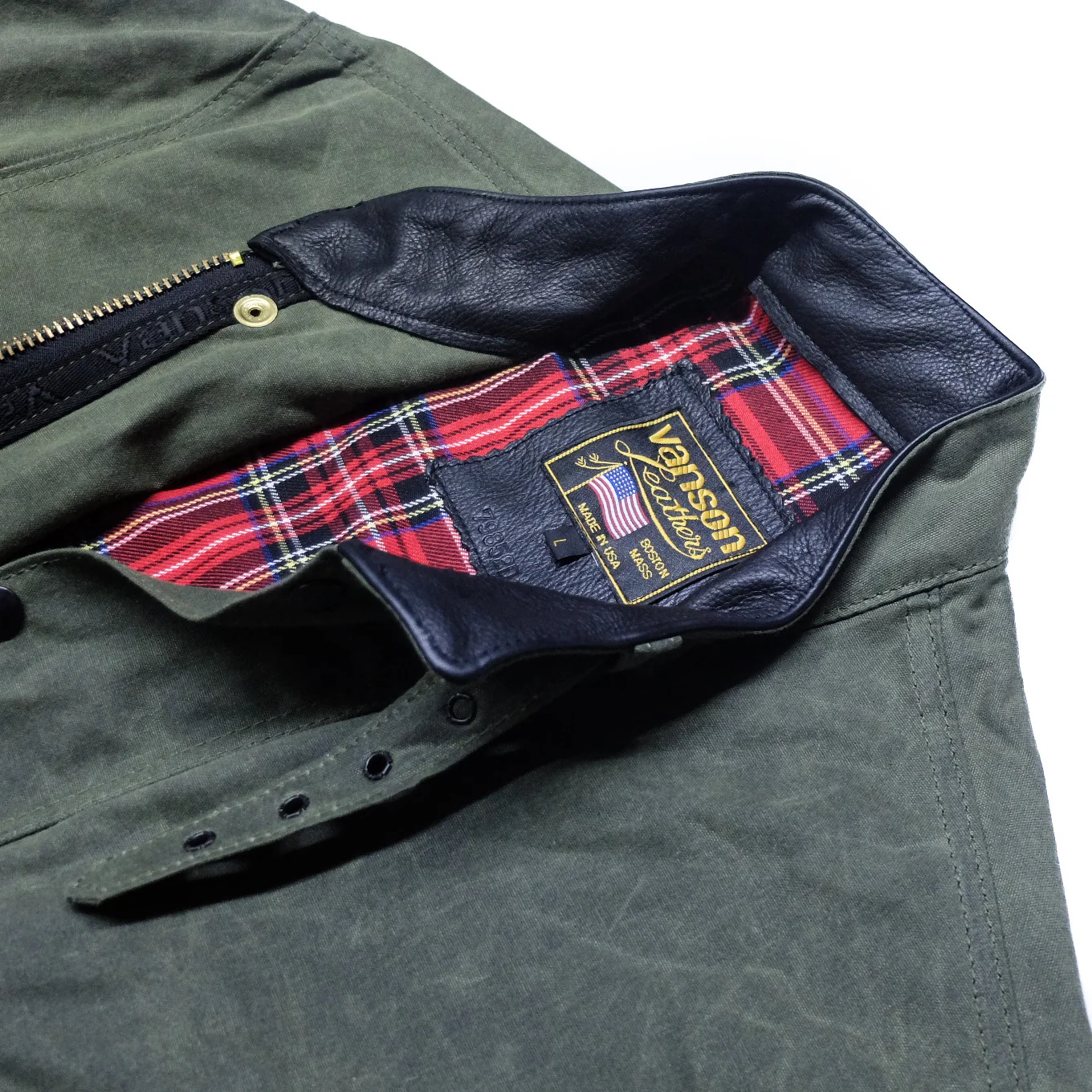 Vanson - Stormer Jacket - Olive Waxed Canvas - Image 6