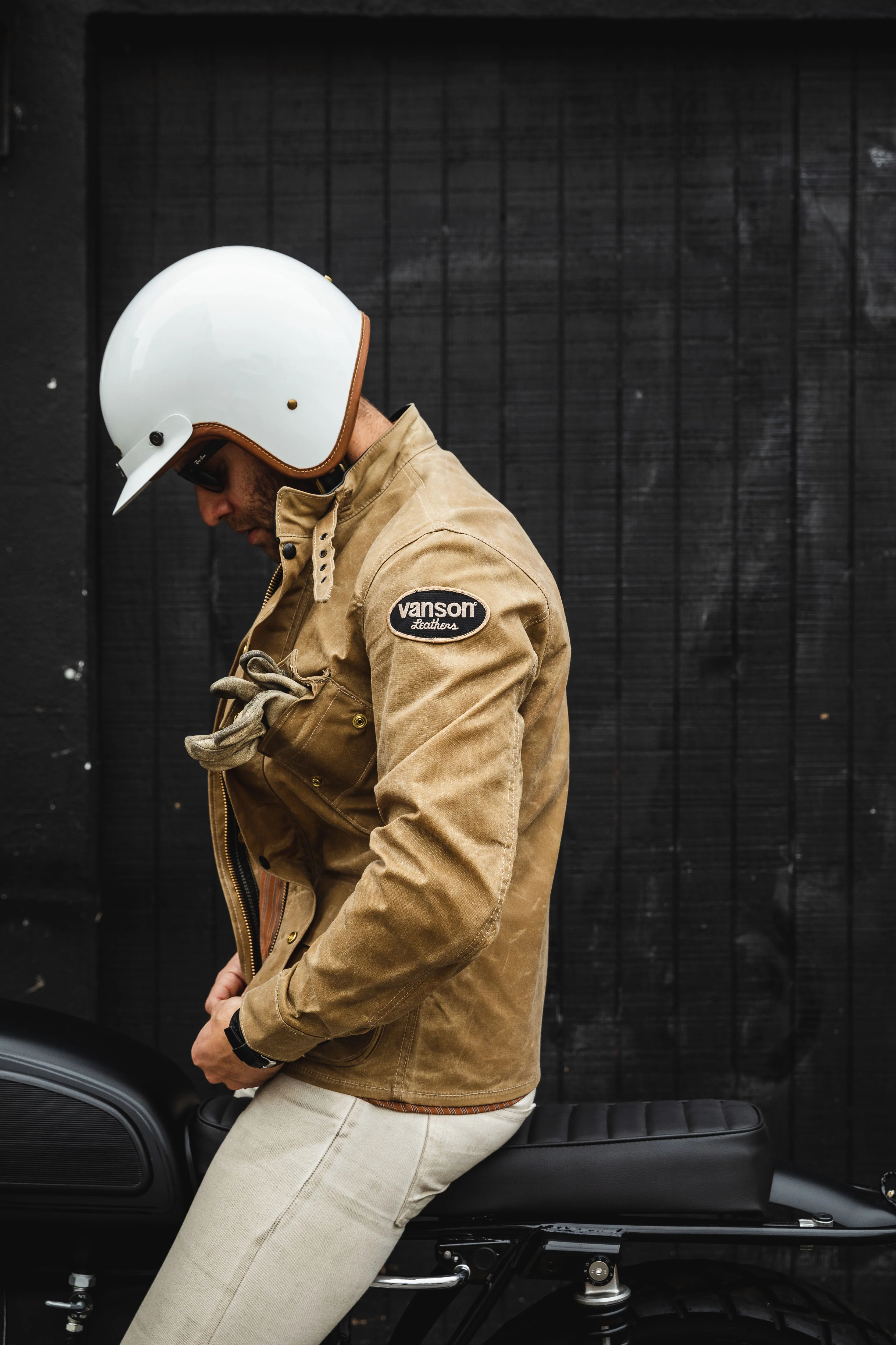 Vanson - Stormer Jacket - Tan Waxed Canvas - Image 3