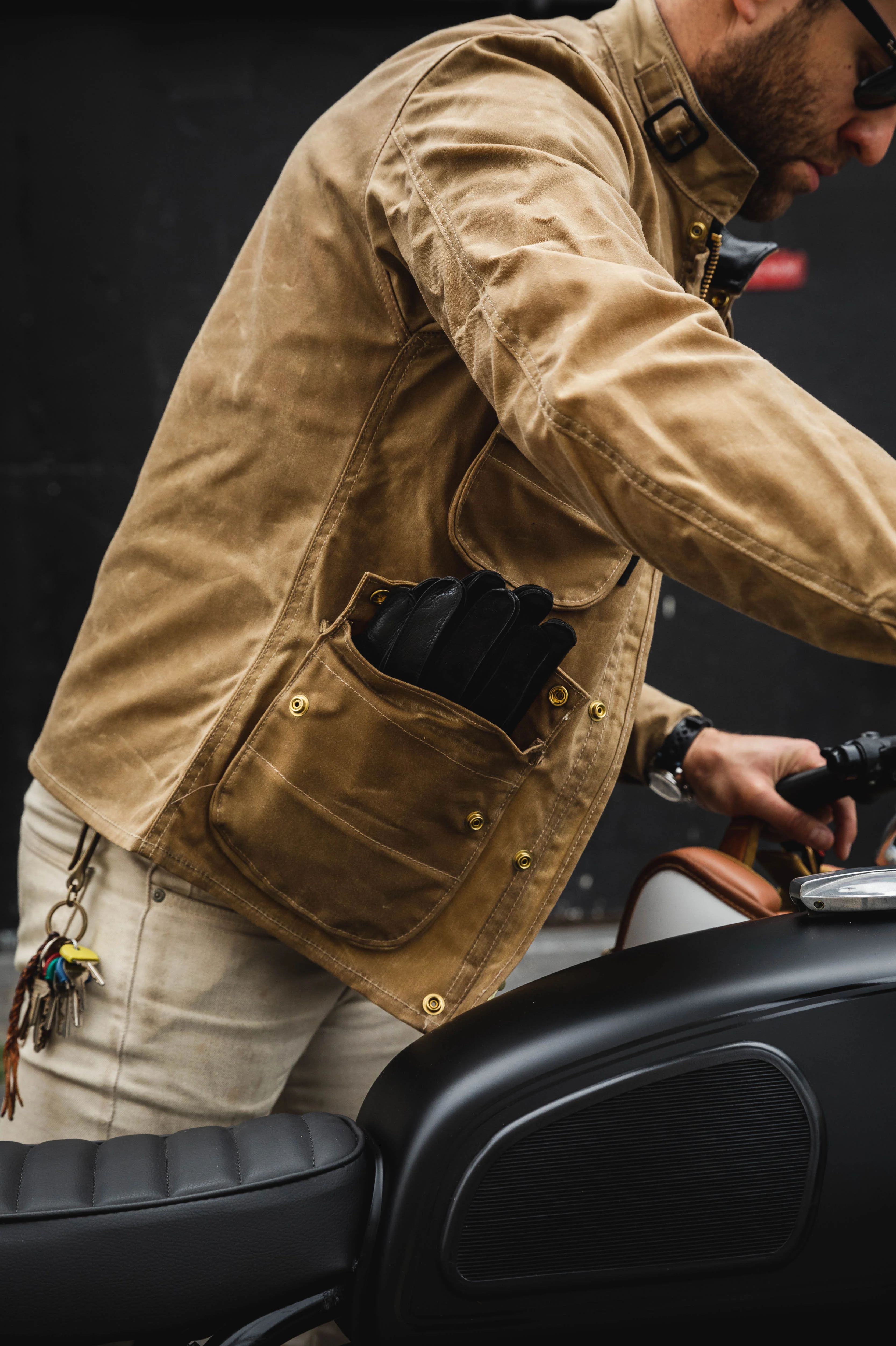 Vanson - Stormer Jacket - Tan Waxed Canvas - Image 5