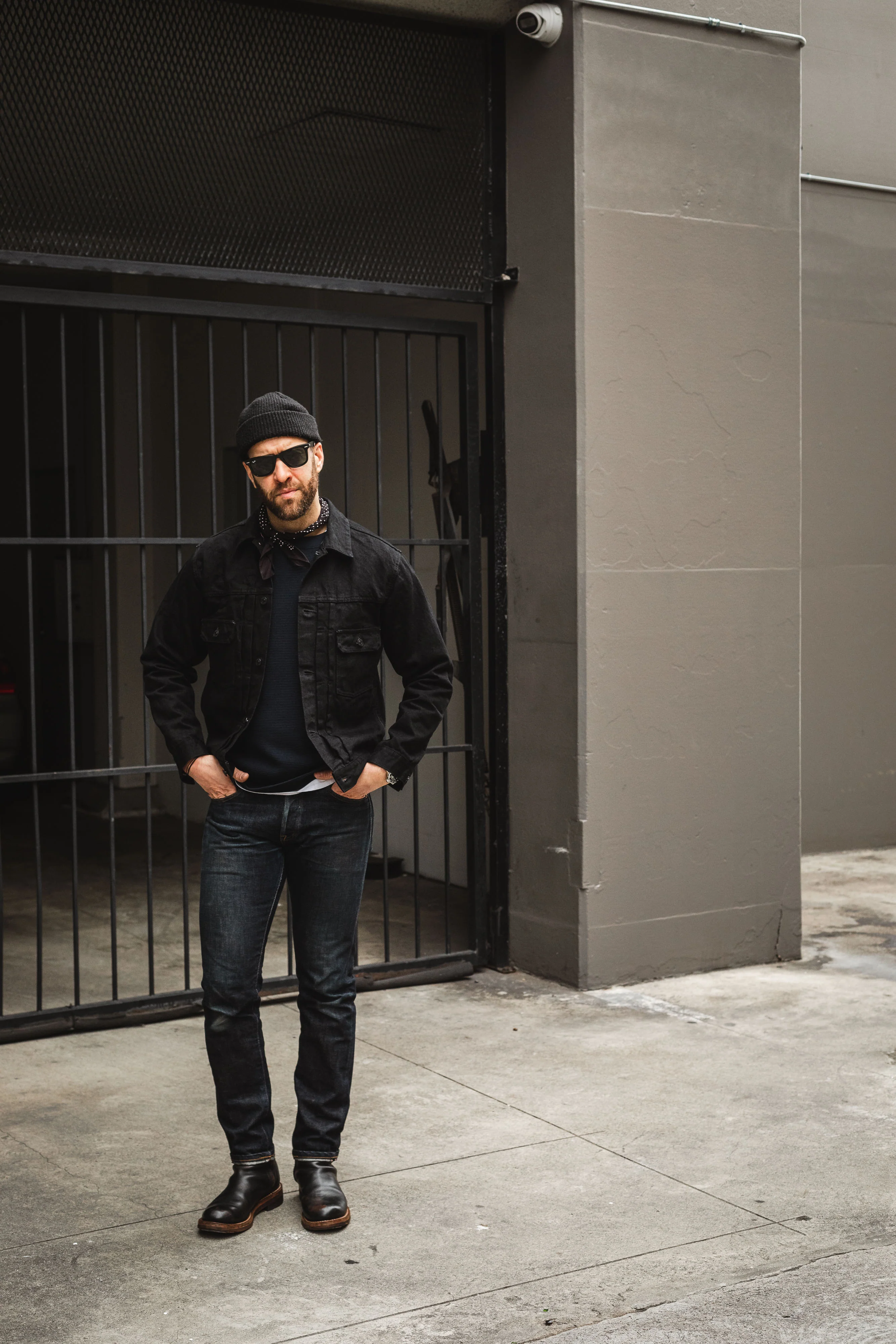Wythe - Indigo Discharge Selvedge Bandana - Black Indigo - Image 4
