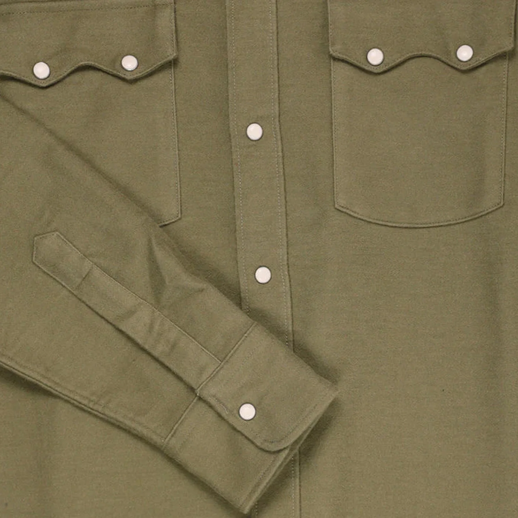 Wythe - Pearl Snap Moleskin Shirt - Olive - Image 10