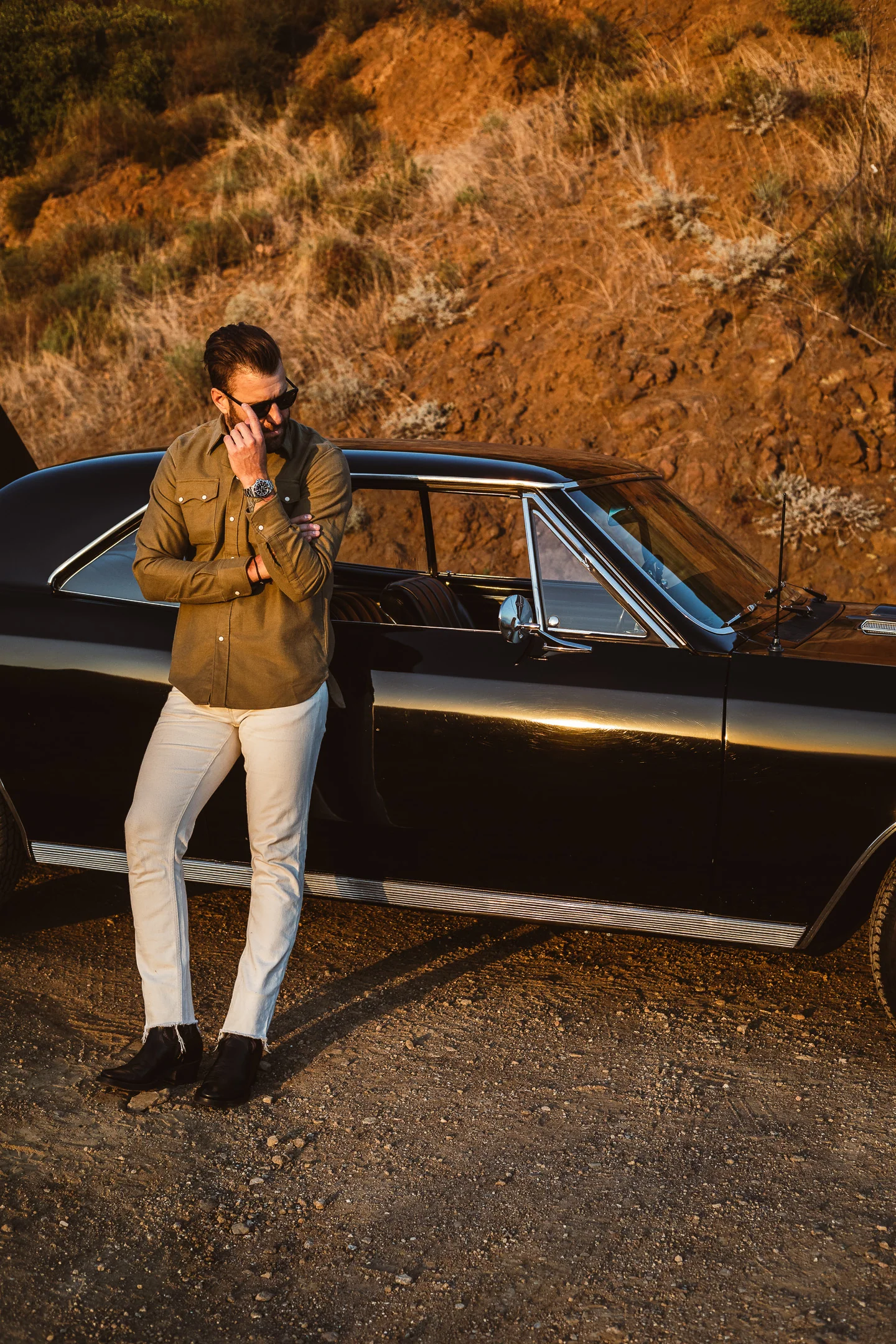 Wythe - Pearl Snap Moleskin Shirt - Olive - Image 6