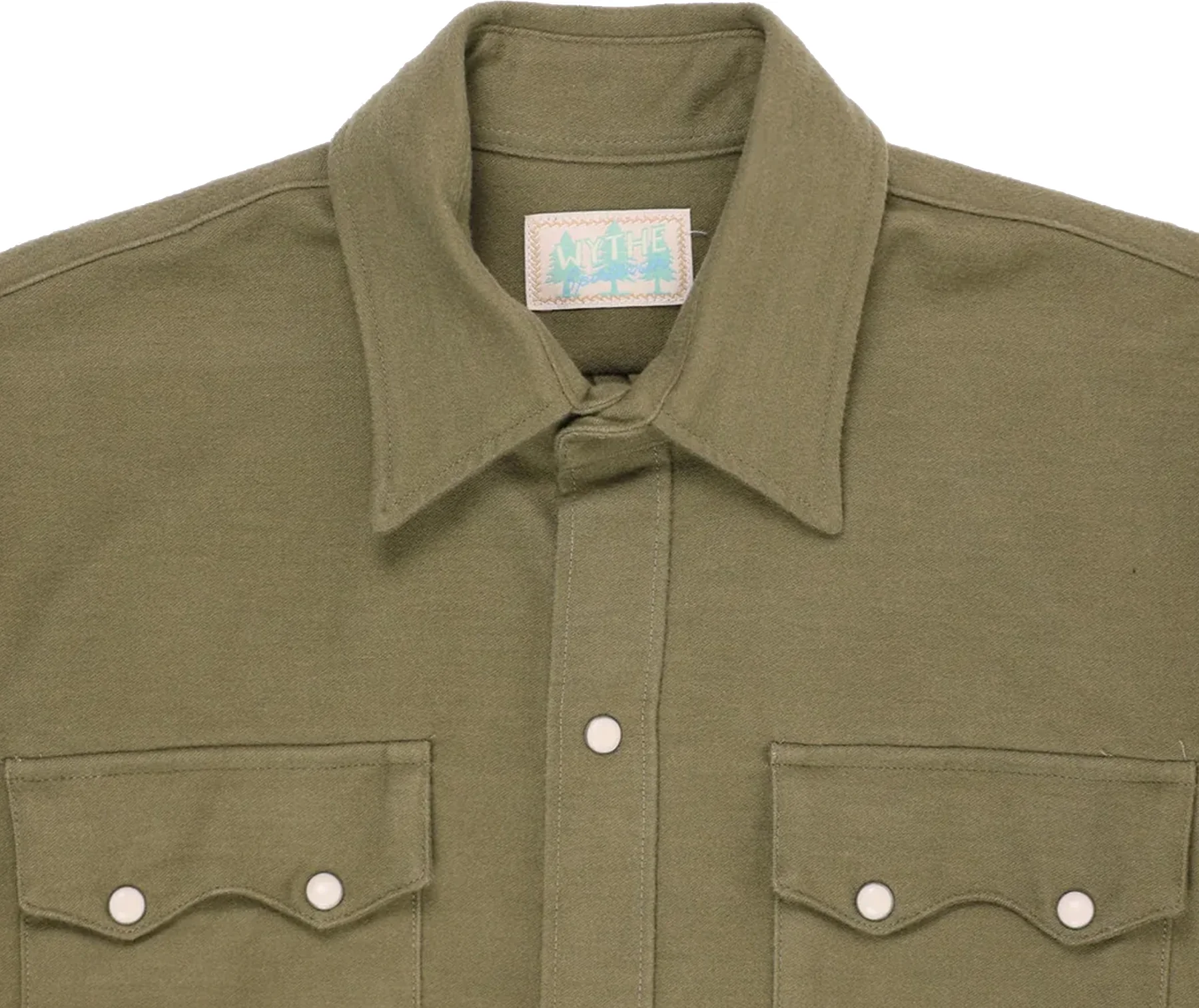 Wythe - Pearl Snap Moleskin Shirt - Olive - Image 9